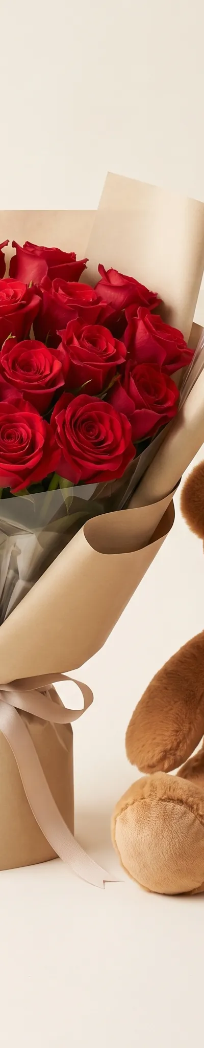 Amor Completo: Flores com Urso de Pelúcia